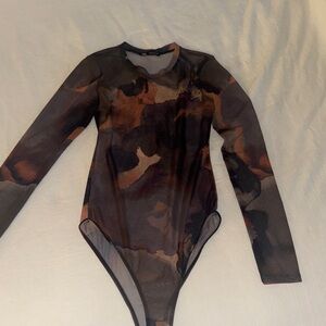 Zara Mesh Long Sleeve Bodysuit size small